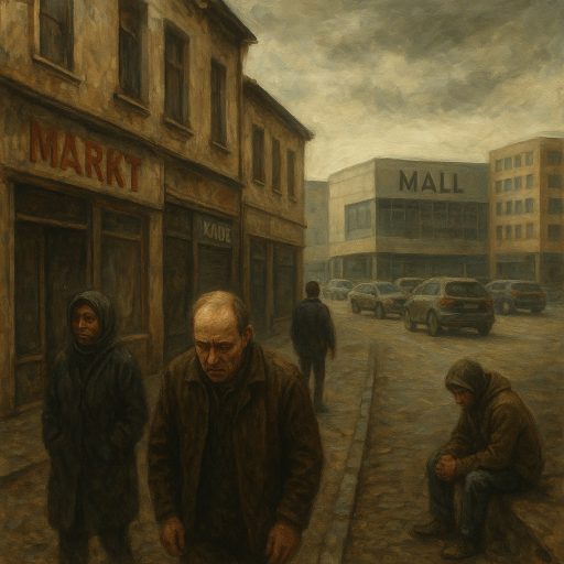 Das Stadtbild ist geprägt von Leerständen, Uniformität, Billigläden und organisierten Bettelbanden. Dieses Stadtbild von gestern findet sich heute in den Shopping-Malls wieder.&nbsp;|